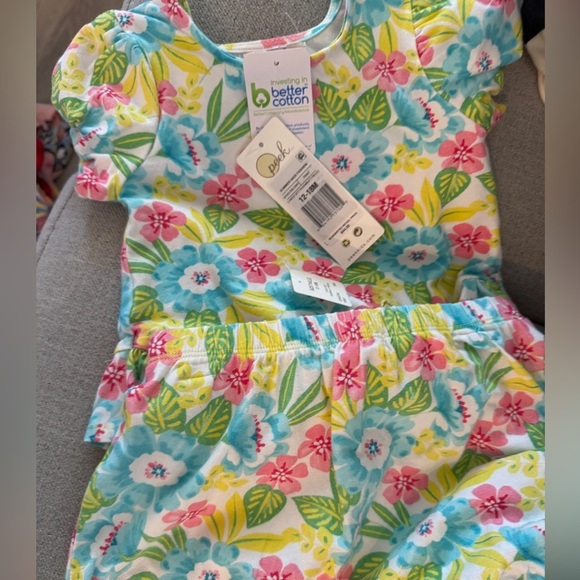 NWT peek baby girls two piece floral shorts set Sz 12-18 months tropical - Picture 4 of 4